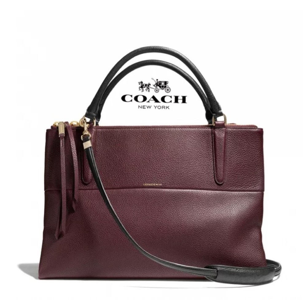 Coach 28160 Borough Burgundy/black Leather Tote